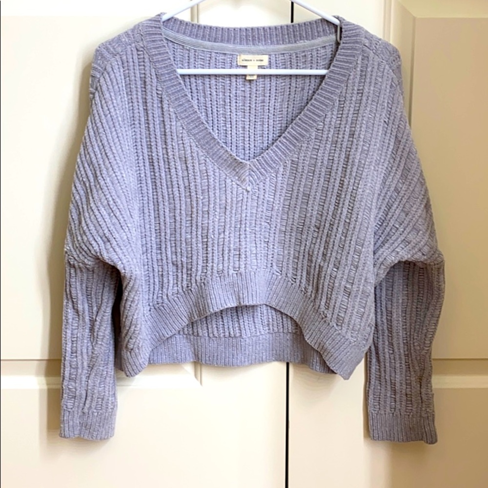SILENCE + NOISE CABLE KNIT CROPPED SWEATER XS